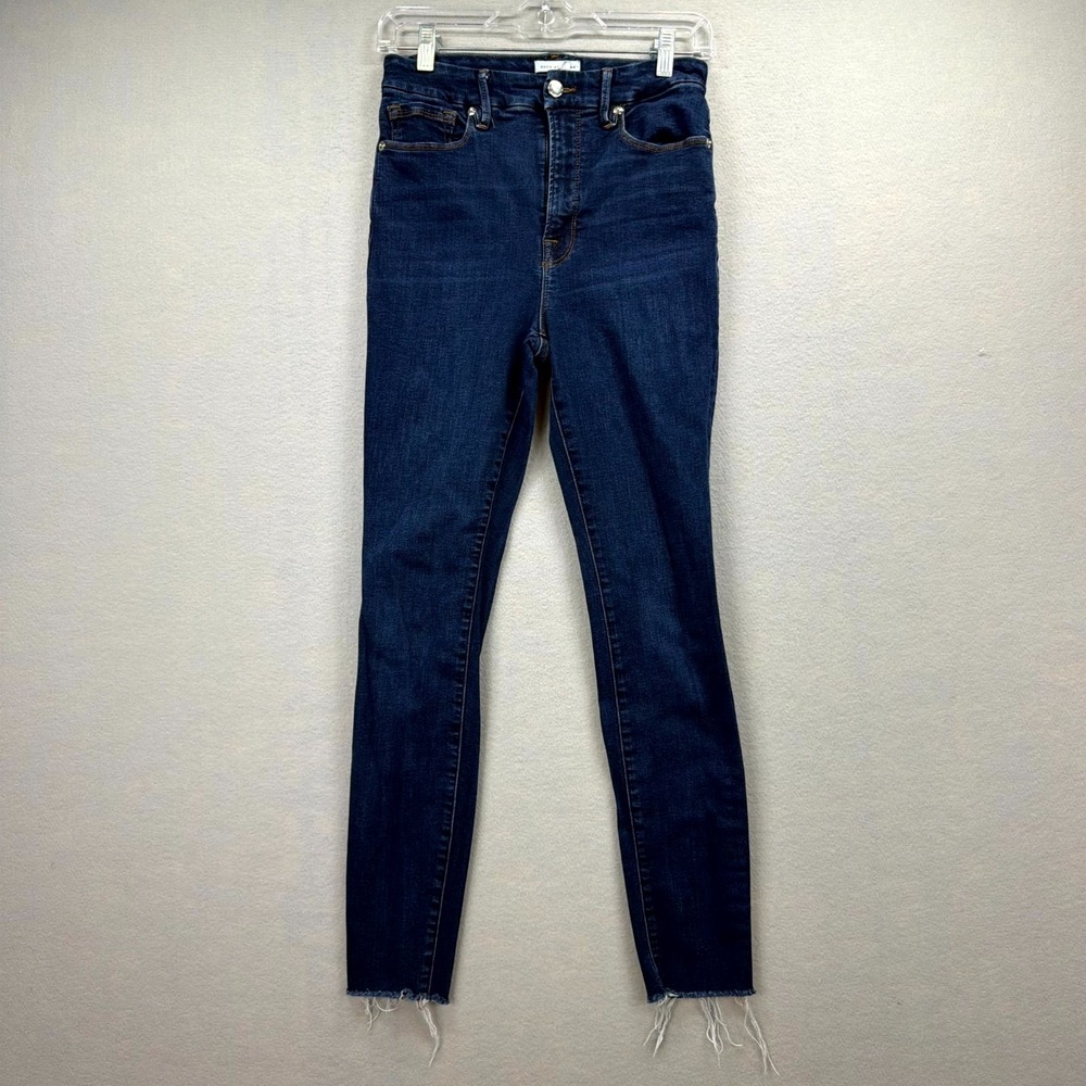 Good American Jeans Womens 6/28 Blue Denim Pants Comfort Frayed Hem Skinny Leg